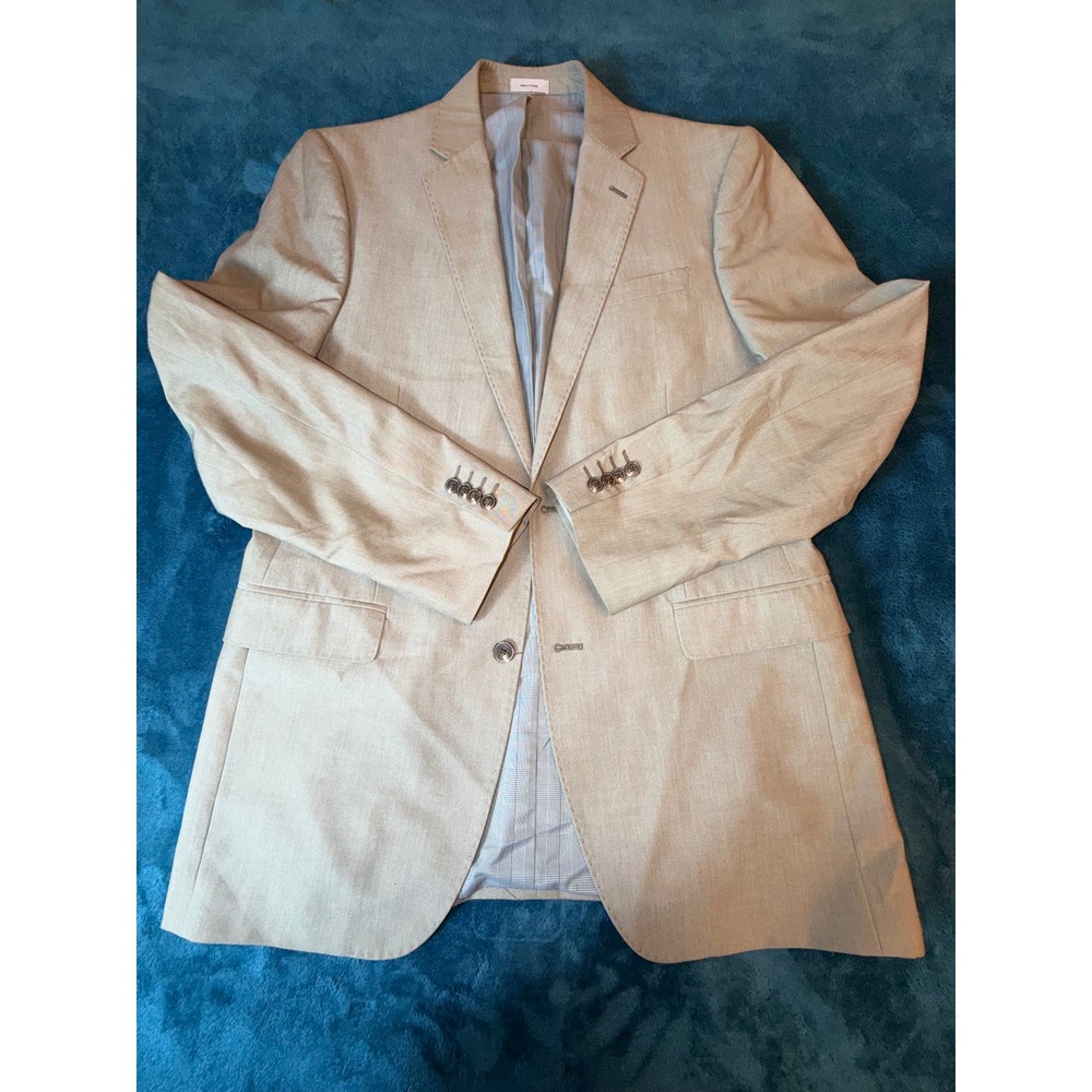 J.Ferrar Mens Slim Fit Suit Tan Beige 2 Button Blazer Pants Set 42L 553-0150
